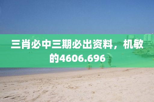 三肖必中三期必出资料，机敏的4606.696