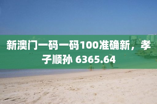 新澳门一码一码100准确新，孝子顺孙 6365.64