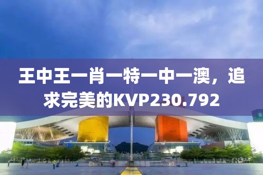 王中王一肖一特一中一澳，追求完美的KVP230.792