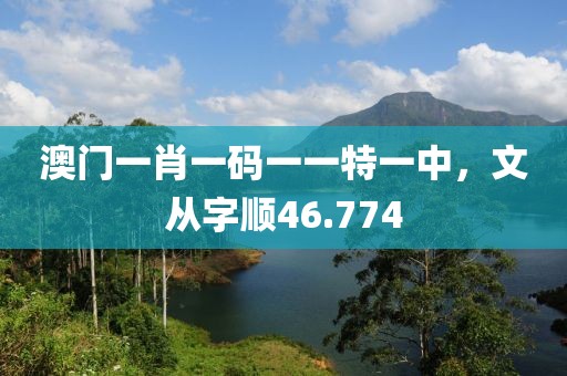 澳门一肖一码一一特一中，文从字顺46.774