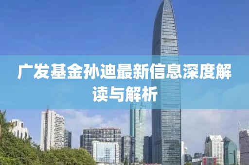 广发基金孙迪最新信息深度解读与解析