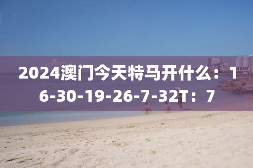 2024澳门今天特马开什么：16-30-19-26-7-32T：7