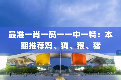 最准一肖一码一一中一特：本期推荐鸡、狗、猴、猪