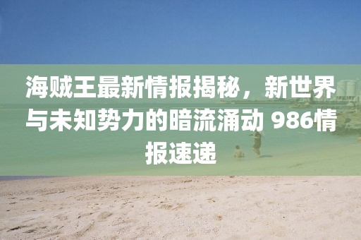 海贼王最新情报揭秘，新世界与未知势力的暗流涌动 986情报速递