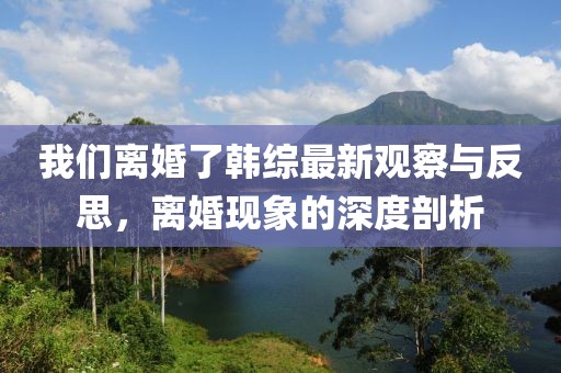 我们离婚了韩综最新观察与反思，离婚现象的深度剖析