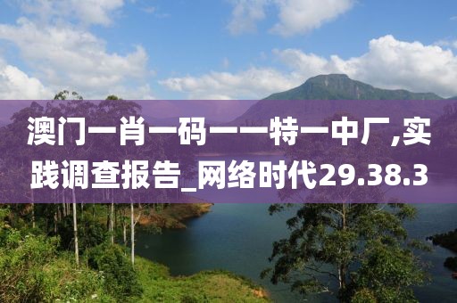澳门一肖一码一一特一中厂,实践调查报告_网络时代29.38.30