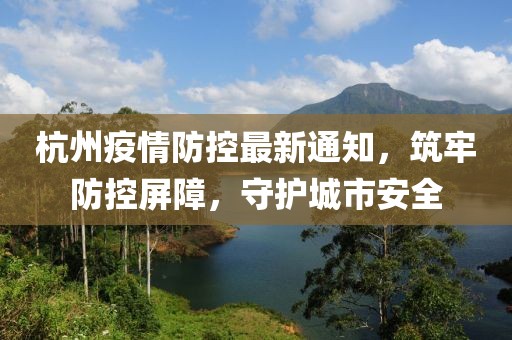 杭州疫情防控最新通知，筑牢防控屏障，守护城市安全