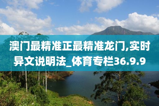 澳门最精准正最精准龙门,实时异文说明法_体育专栏36.9.9