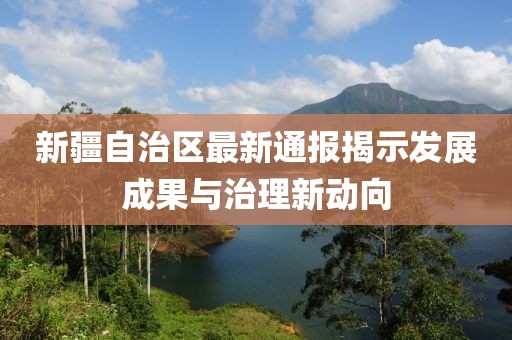 新疆自治区最新通报揭示发展成果与治理新动向
