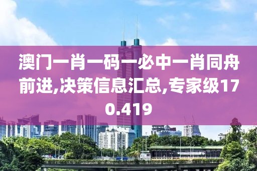 澳门一肖一码一必中一肖同舟前进,决策信息汇总,专家级170.419