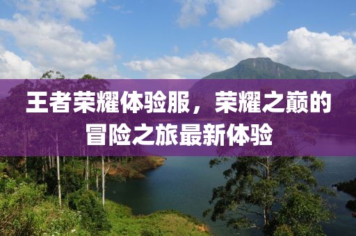 王者荣耀体验服，荣耀之巅的冒险之旅最新体验