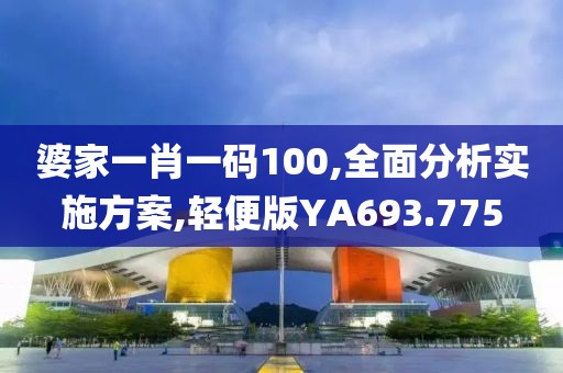 婆家一肖一码100,全面分析实施方案,轻便版YA693.775
