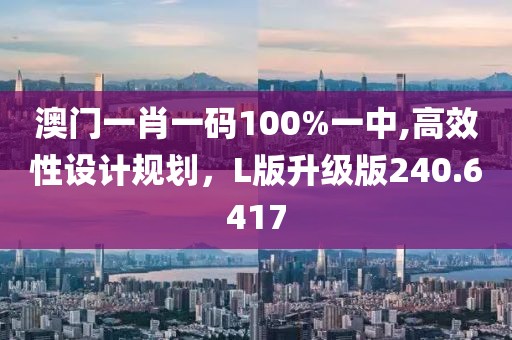 澳门一肖一码100%一中,高效性设计规划，L版升级版240.6417