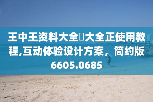 王中王资料大全枓大全正使用教程,互动体验设计方案，简约版6605.0685