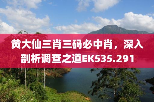 黄大仙三肖三码必中肖，深入剖析调查之道EK535.291