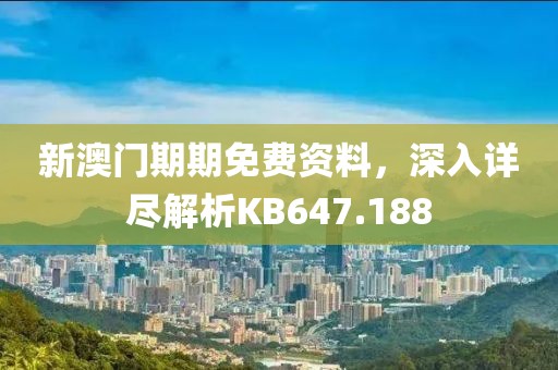 新澳门期期免费资料，深入详尽解析KB647.188