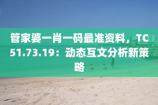 管家婆一肖一码最准资料，TC51.73.19：动态互文分析新策略