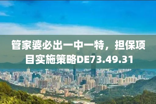管家婆必出一中一特，担保项目实施策略DE73.49.31