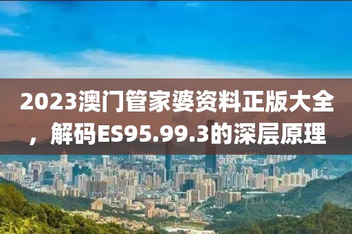 2023澳门管家婆资料正版大全，解码ES95.99.3的深层原理