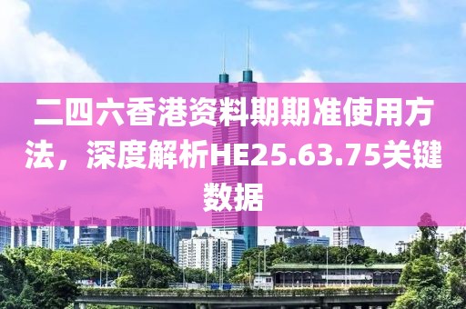 二四六香港资料期期准使用方法，深度解析HE25.63.75关键数据