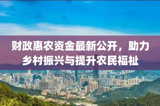 财政惠农资金最新公开，助力乡村振兴与提升农民福祉