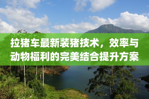 拉猪车最新装猪技术，效率与动物福利的完美结合提升方案