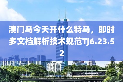 澳门马今天开什么特马，即时多文档解析技术规范TJ6.23.52