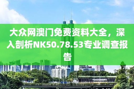 大众网澳门免费资料大全，深入剖析NK50.78.53专业调查报告