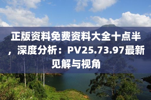 正版资料免费资料大全十点半，深度分析：PV25.73.97最新见解与视角
